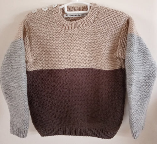 Pull trois couleurs - Le tricot du bonheur